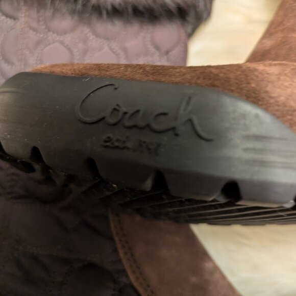 Brown Coach Suede Quilted Talon Boot - Picture 2 of 9